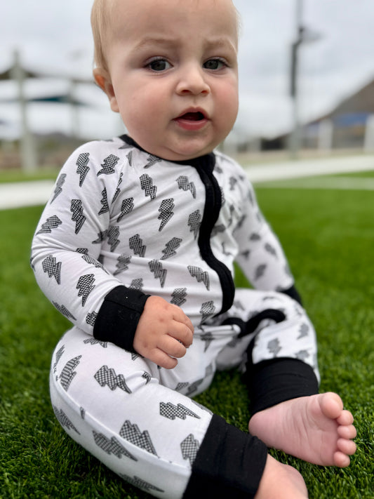 Checkered lightning bolt Bamboo Onsie
