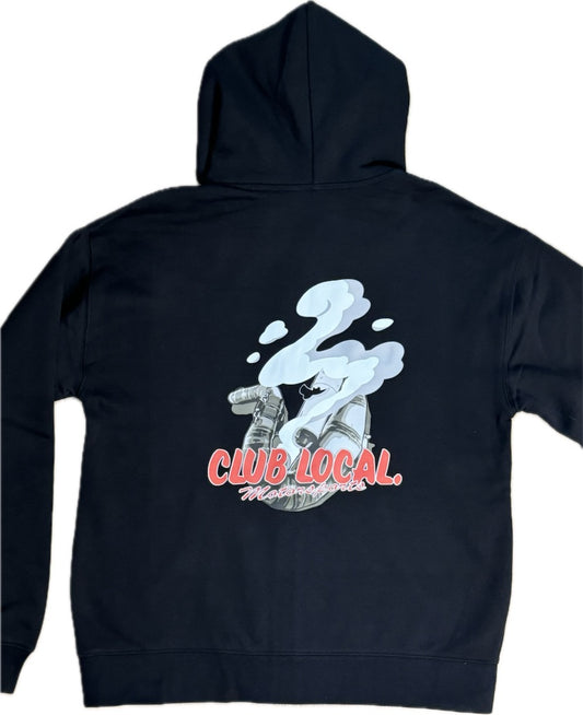 Black Zip Up 2 Stroke Hoodie