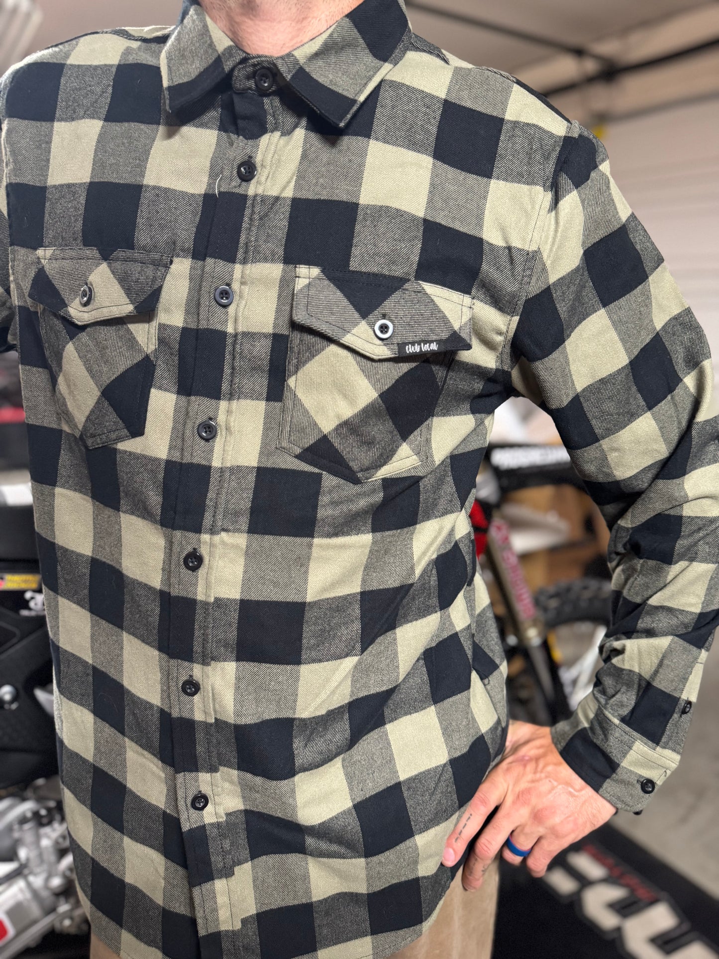 Club Local Mens Flannel Black/Olive
